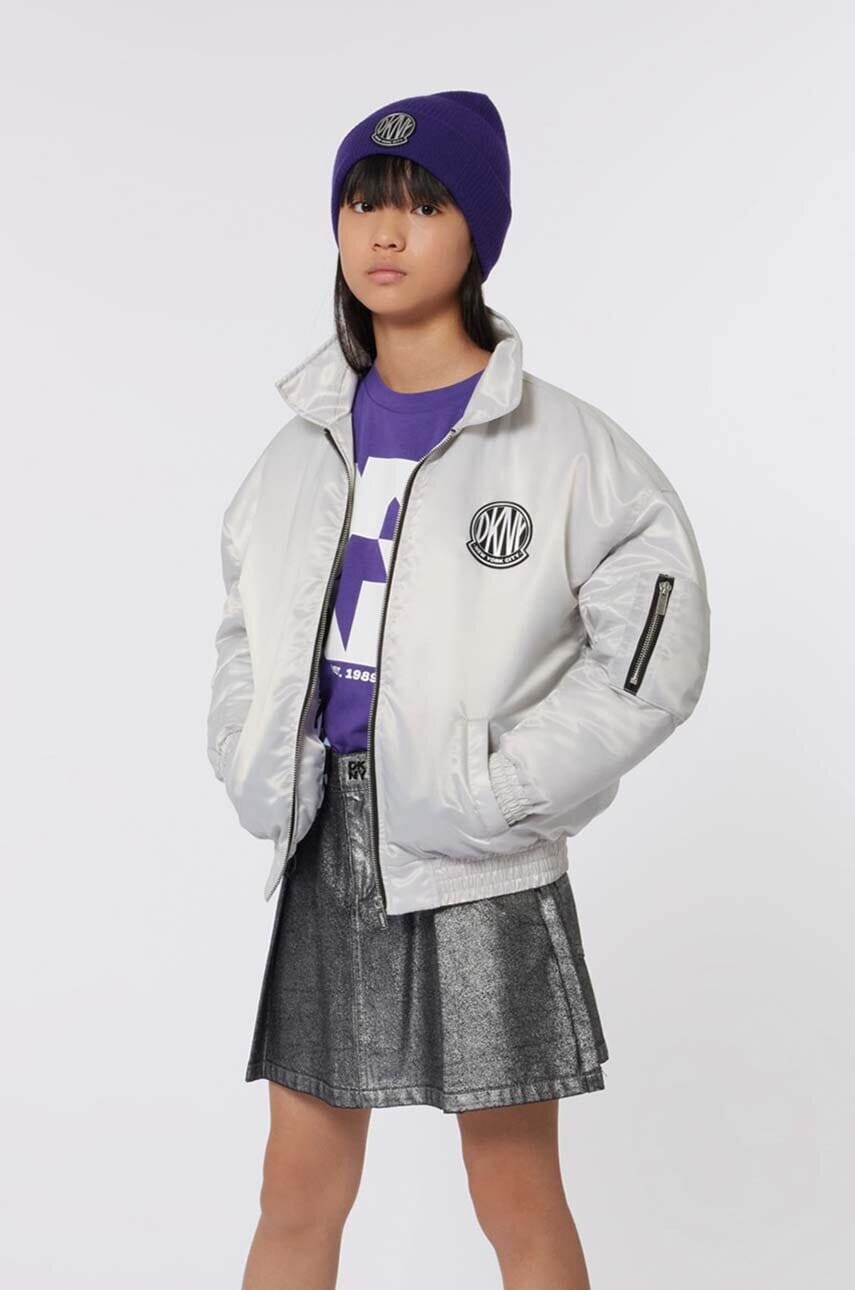 Detská bunda bomber Dkny šedá farba, D60235