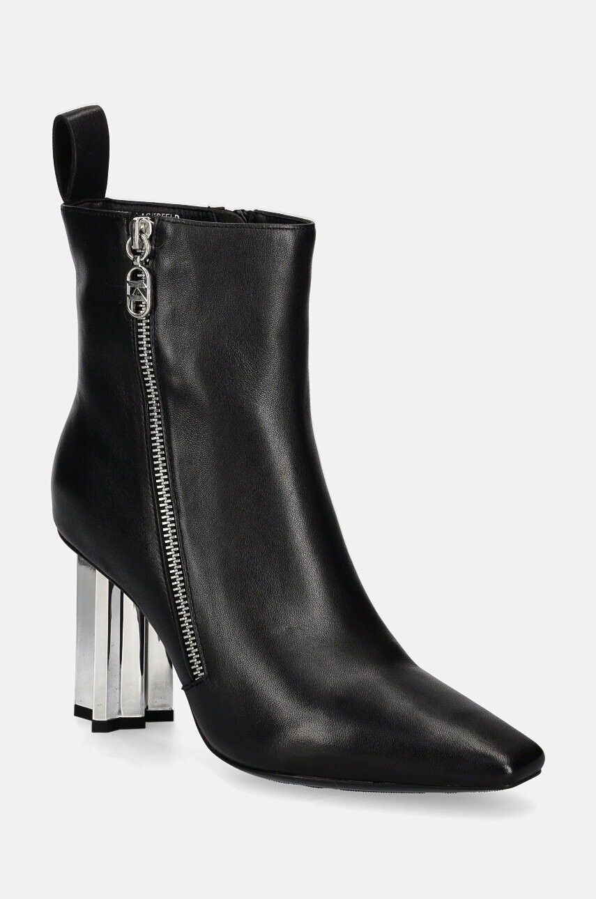 Kožené členkové topánky Karl Lagerfeld KL TOWER dámske, čierna farba, na podpätku, KL33964