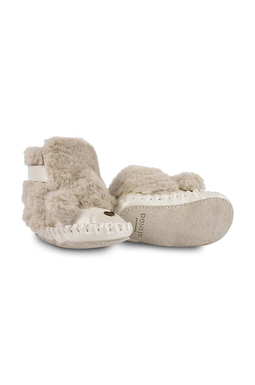 Topánky pre bábätká Donsje Kapi Exclusive Booties Poodle béžová farba, 1028121