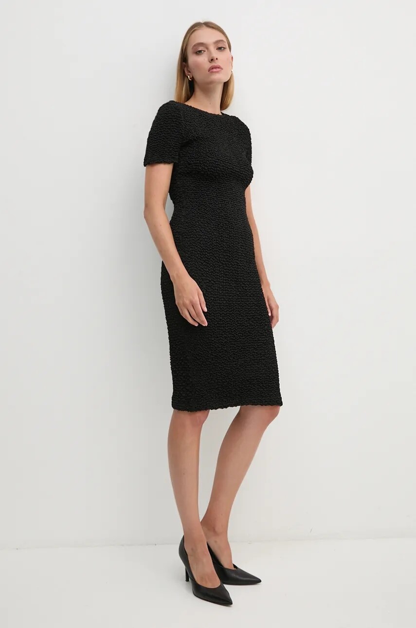 Šaty Dkny čierna farba, midi, priliehavá, DD4E2931