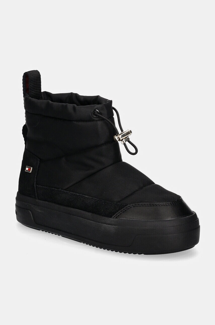 Snehule Tommy Hilfiger FLAG NYLON MINI SNOWBOOT čierna farba, FW0FW08334