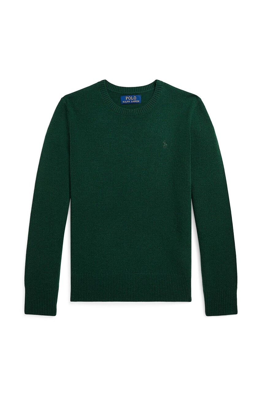 Detský bavlnený sveter Polo Ralph Lauren zelená farba, 323951349003
