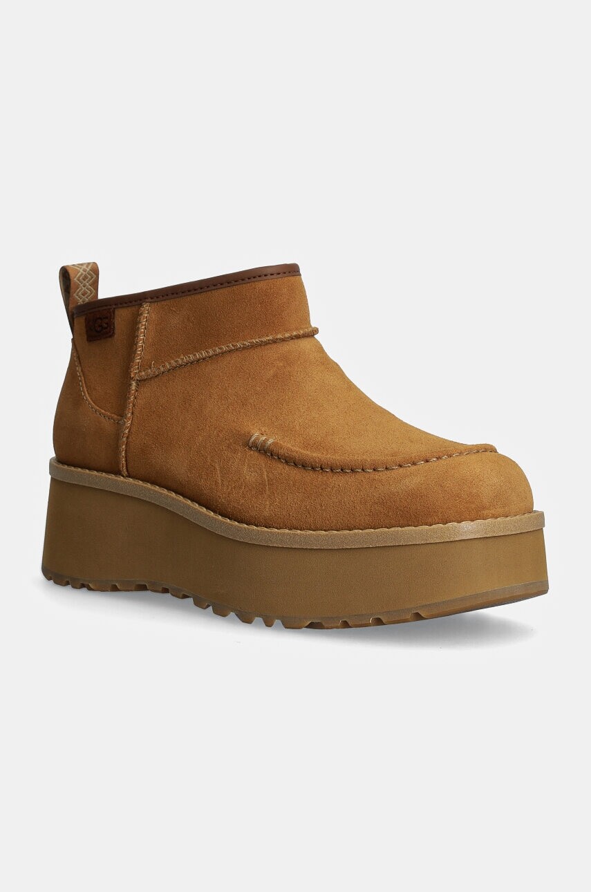 Semišové topánky UGG Cityfunc Ultra Mini hnedá farba, na platforme, 1158193-CHE