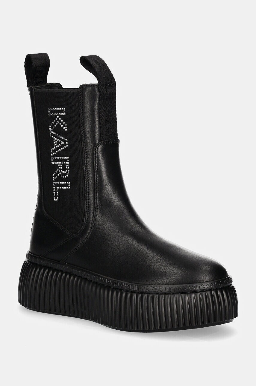 Kožené topánky chelsea Karl Lagerfeld KREEPER dámske, čierna farba, na platforme, KL42343