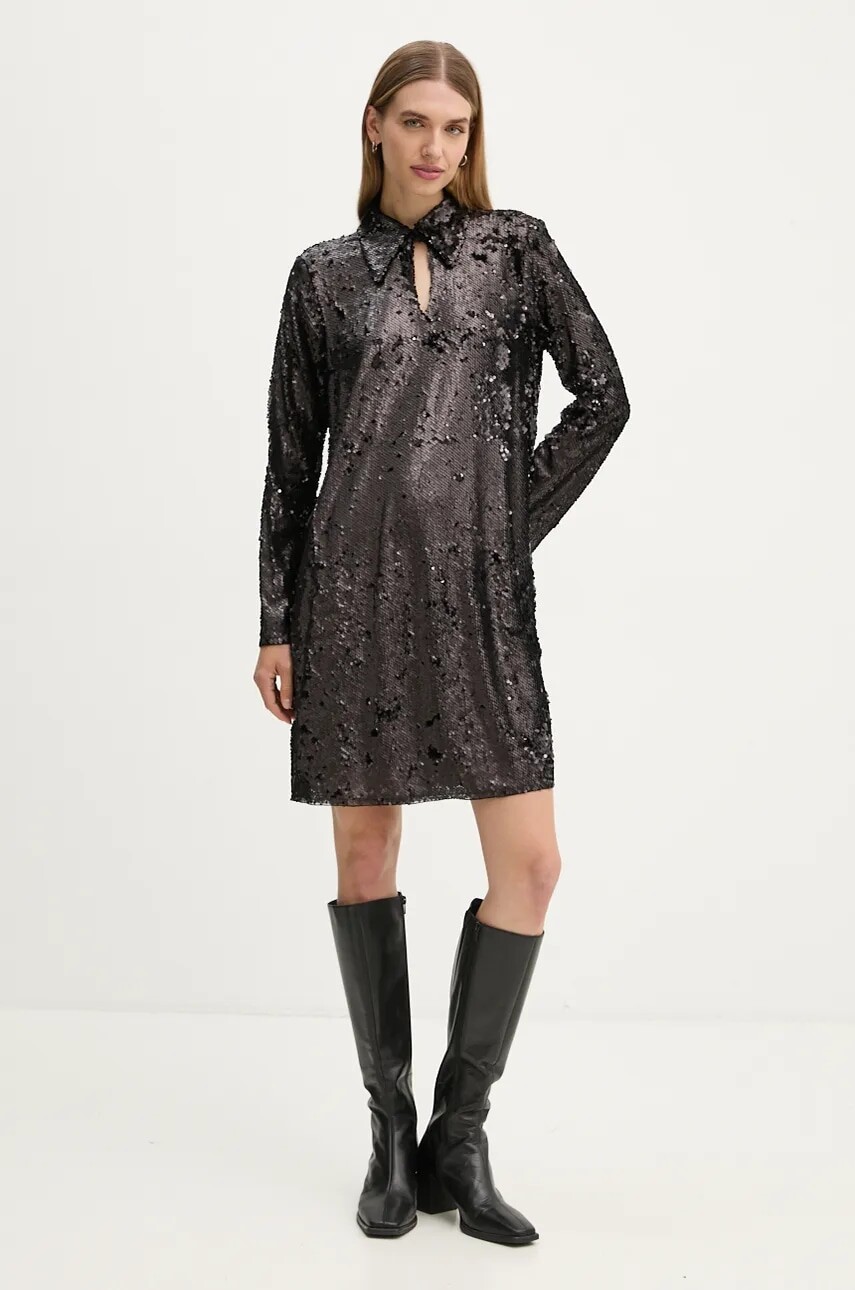 Šaty Bruuns Bazaar MoeaBBUriela dress čierna farba, mini, rovný strih, BBW4191