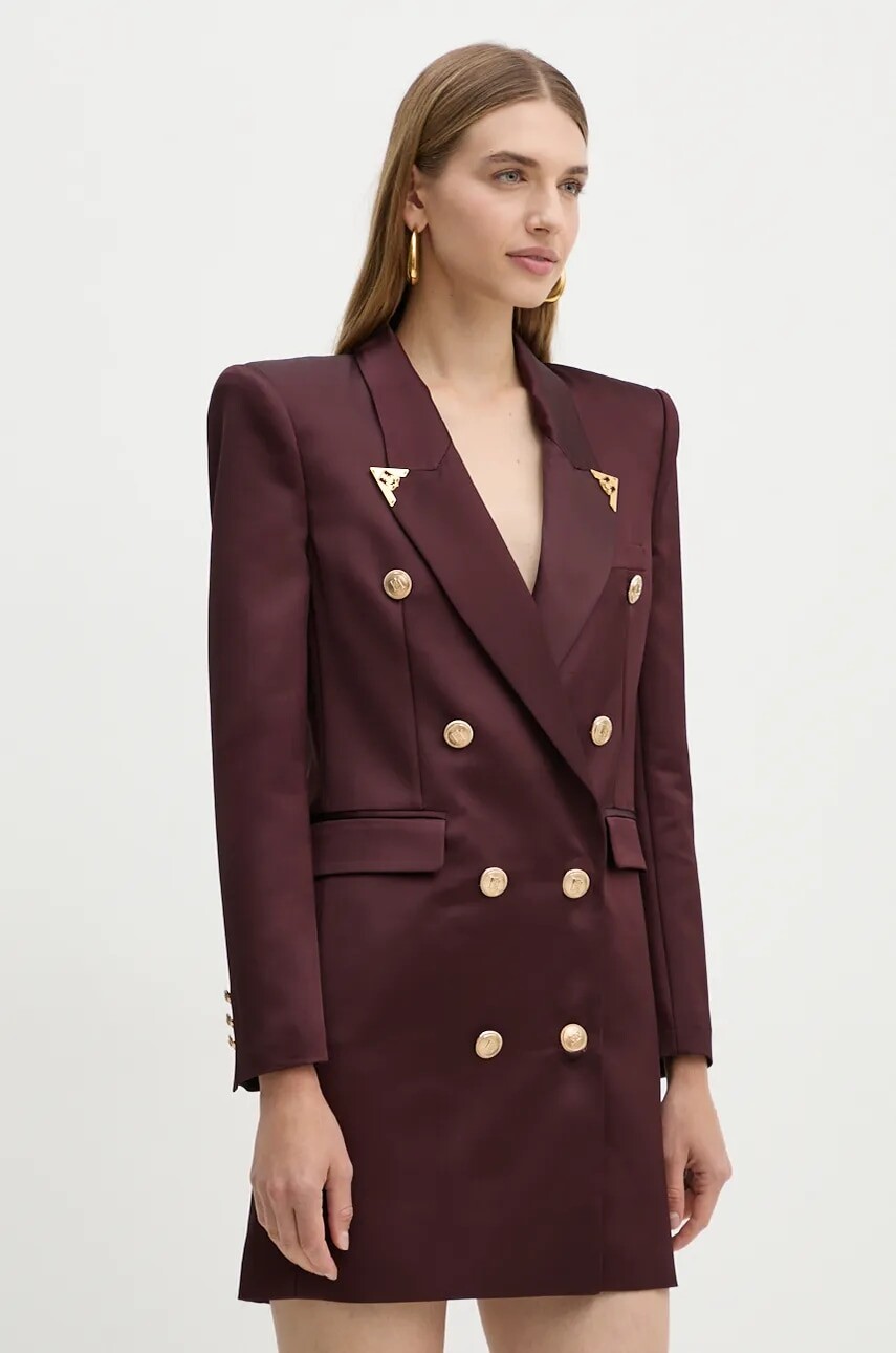 Vlnené šaty Elisabetta Franchi bordová farba, mini, priliehavá, AB73047E2