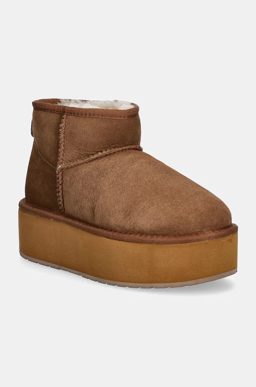 Semišové snehule Emu Australia Stinger Micro Flatform hnedá farba, W13082.CHES