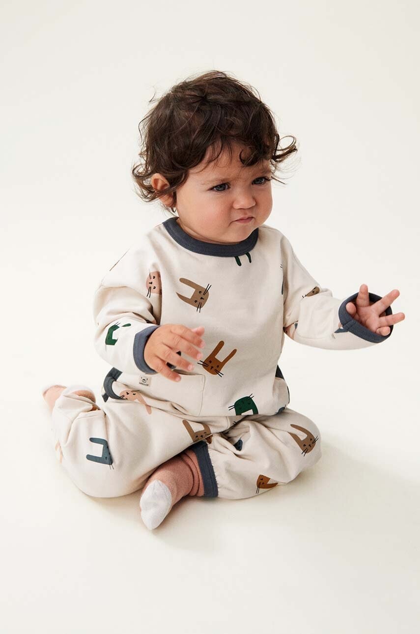 Detské tepláky Liewood Loup Baby Printed Sweatpants béžová farba, vzorované, LW19475