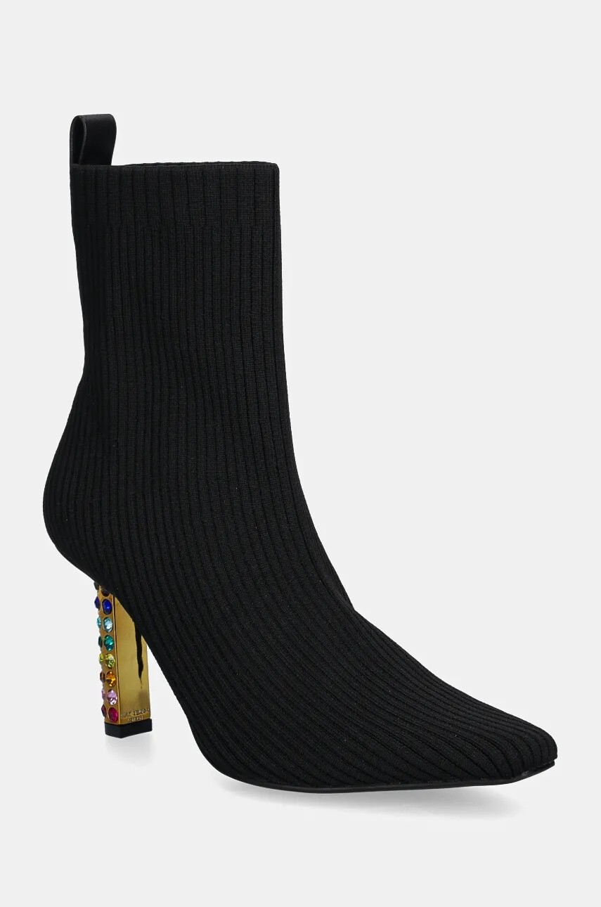 Členkové topánky Kurt Geiger London Mayfair Knit Ankle Boot dámske, čierna farba, na podpätku, 3438905609