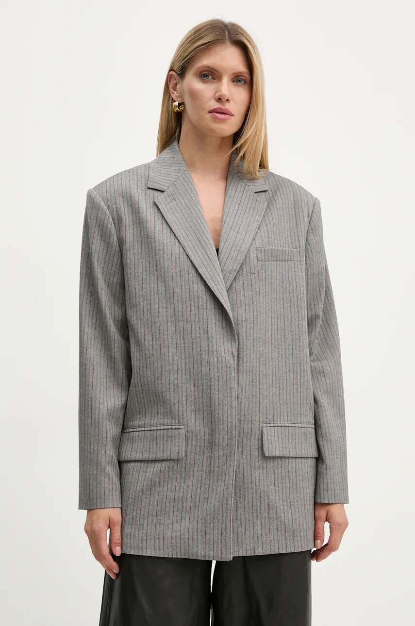 Sako Remain Herringbone Blazer šedá farba, oversize, vzorované, 5018723038