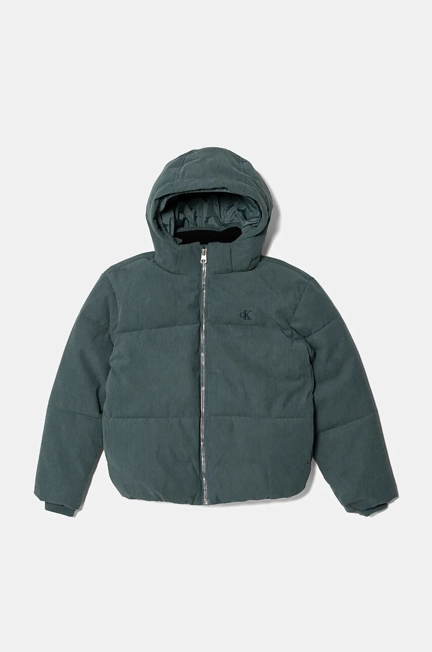 Detská bunda Calvin Klein Jeans zelená farba, IB0IB02248