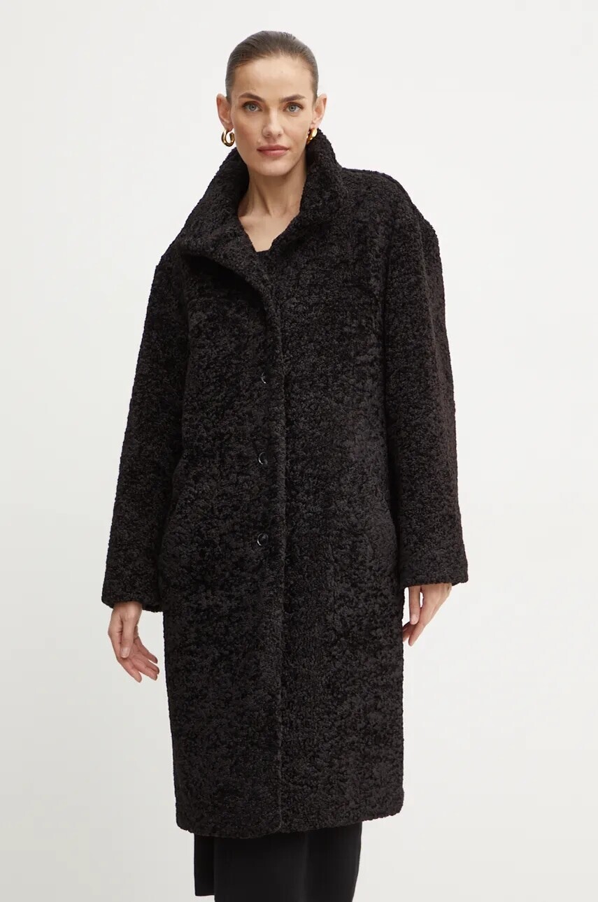 Kabát Boss Orange dámsky, čierna farba, prechodný, oversize, 50535901