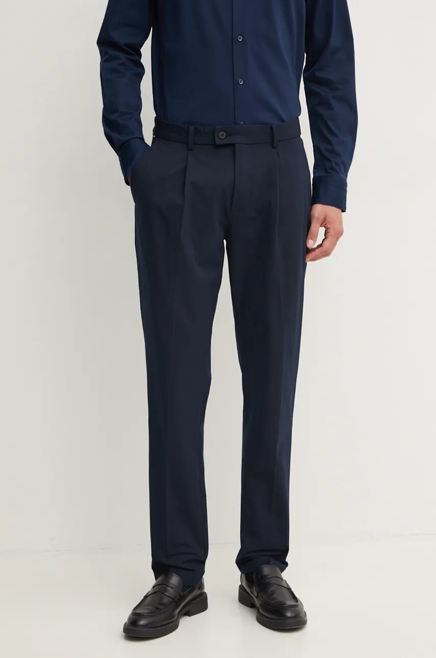 Nohavice Tommy Hilfiger pánske, tmavomodrá farba, strih chinos, MW0MW37273