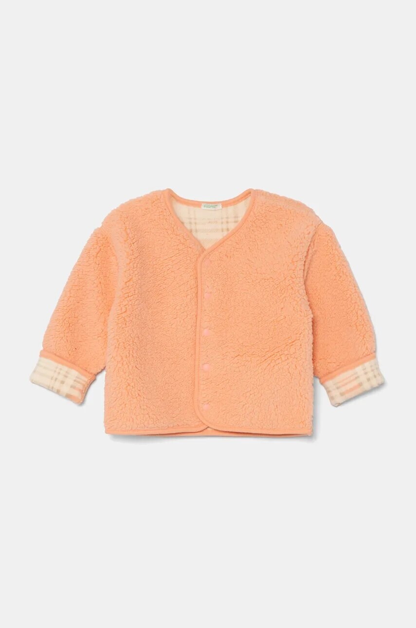 Detská fleecová mikina United Colors of Benetton oranžová farba, vzorovaná, 3EKNA501G