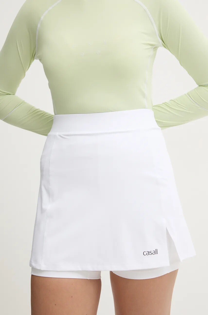 Športová sukňa Casall Court Slit biela farba, mini, rovný strih, 23600