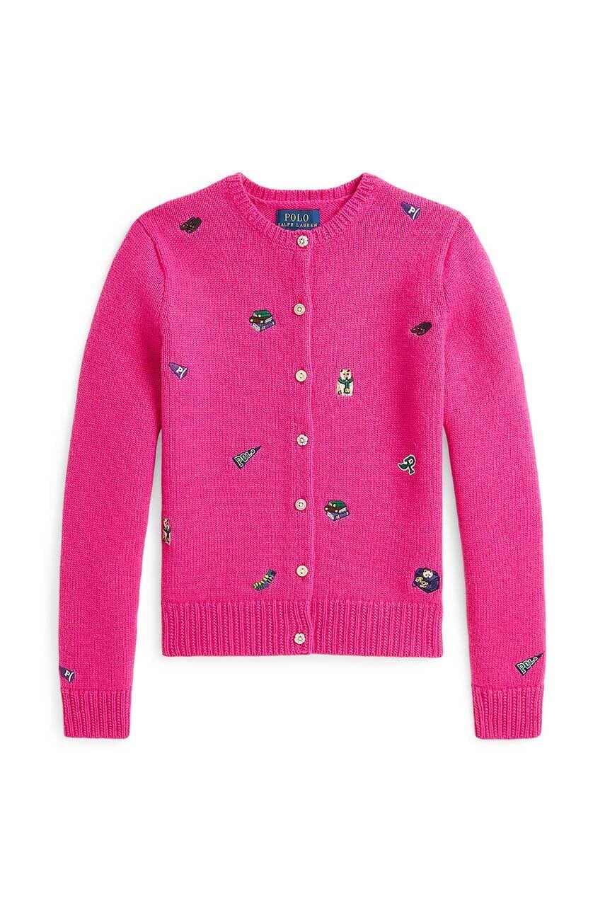 Detský vlnený kardigan Polo Ralph Lauren ružová farba, 313950809001