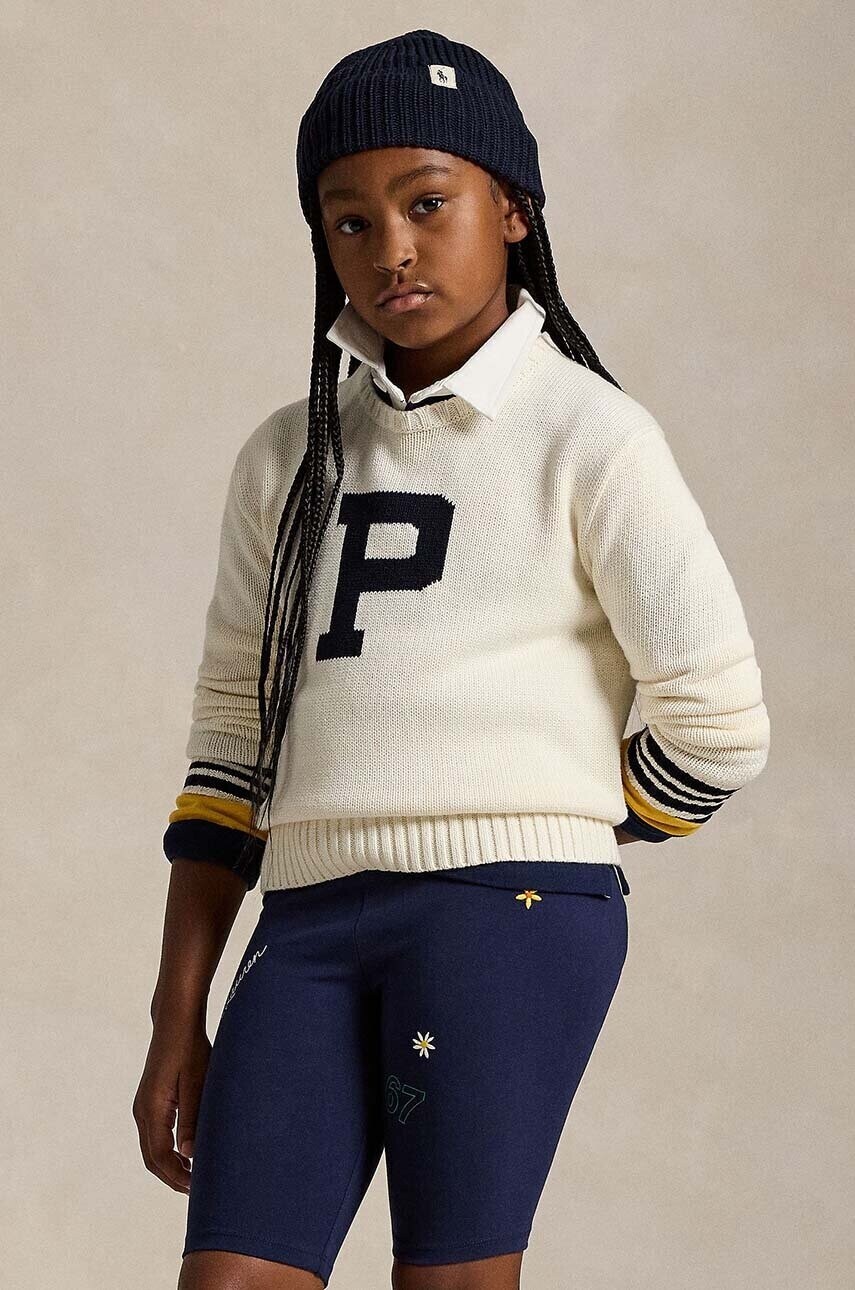 Detský bavlnený sveter Polo Ralph Lauren béžová farba, 313950814001