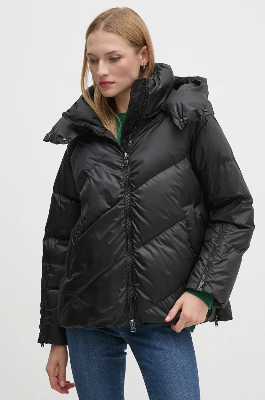 Páperová bunda Hetrego LILY dámska, čierna farba, zimná, oversize, 8N624