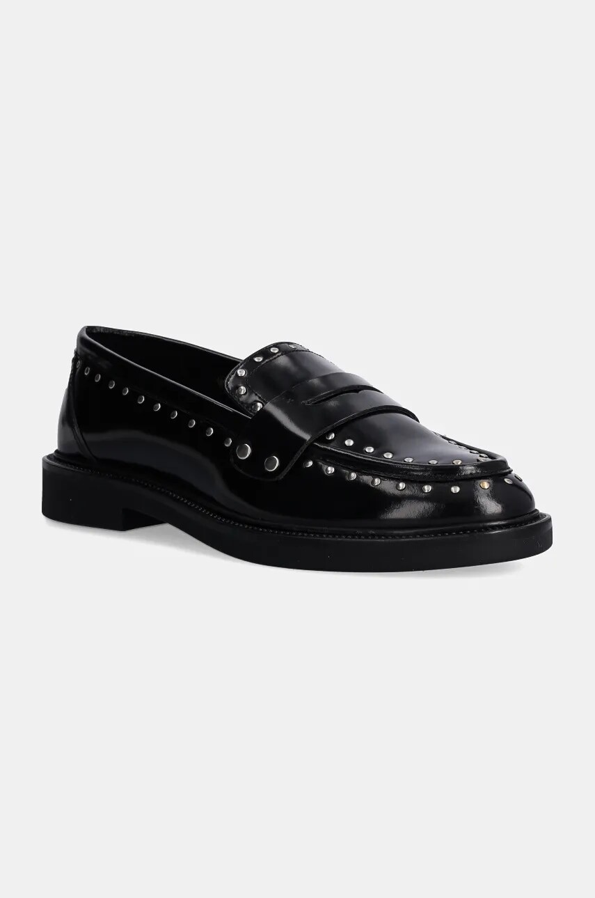 Kožené mokasíny Steve Madden Harloe dámske, čierna farba, na plochom podpätku, SM11003264