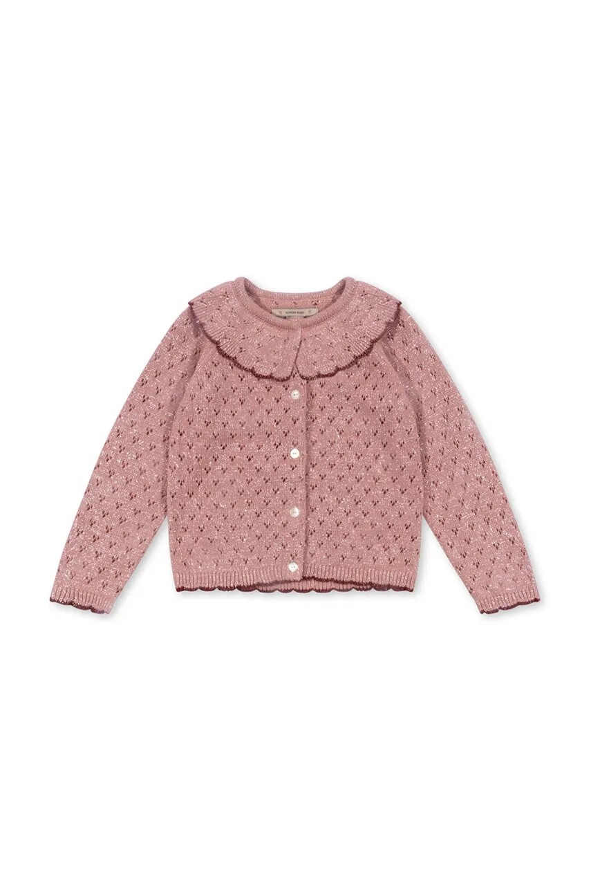 Detský sveter Konges Sløjd HOLIDAY KNIT CARDIGAN ružová farba, KS101994