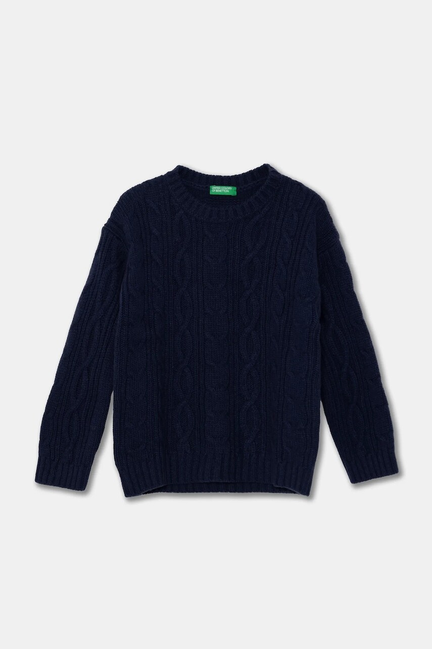 Detský vlnený sveter United Colors of Benetton tmavomodrá farba, 1344G100R