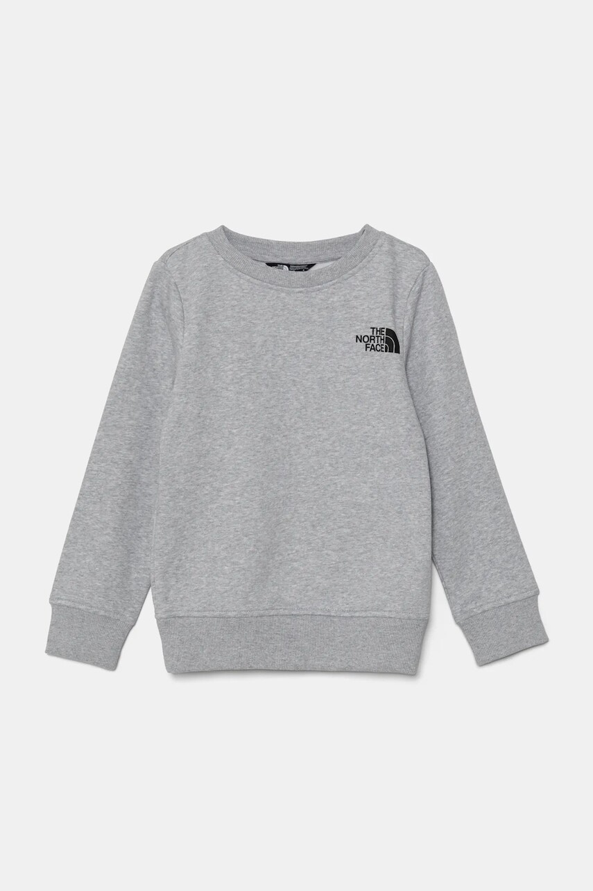 Detská mikina The North Face REDBOX REGULAR CREW šedá farba, s potlačou, NF0A89H7DYX1