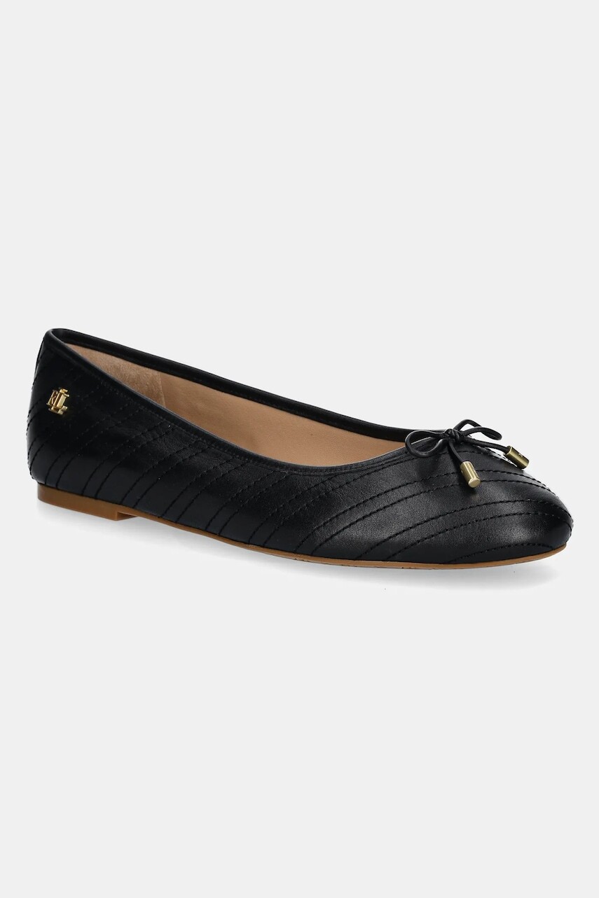Kožené balerínky Lauren Ralph Lauren Jayna čierna farba, 802951489001