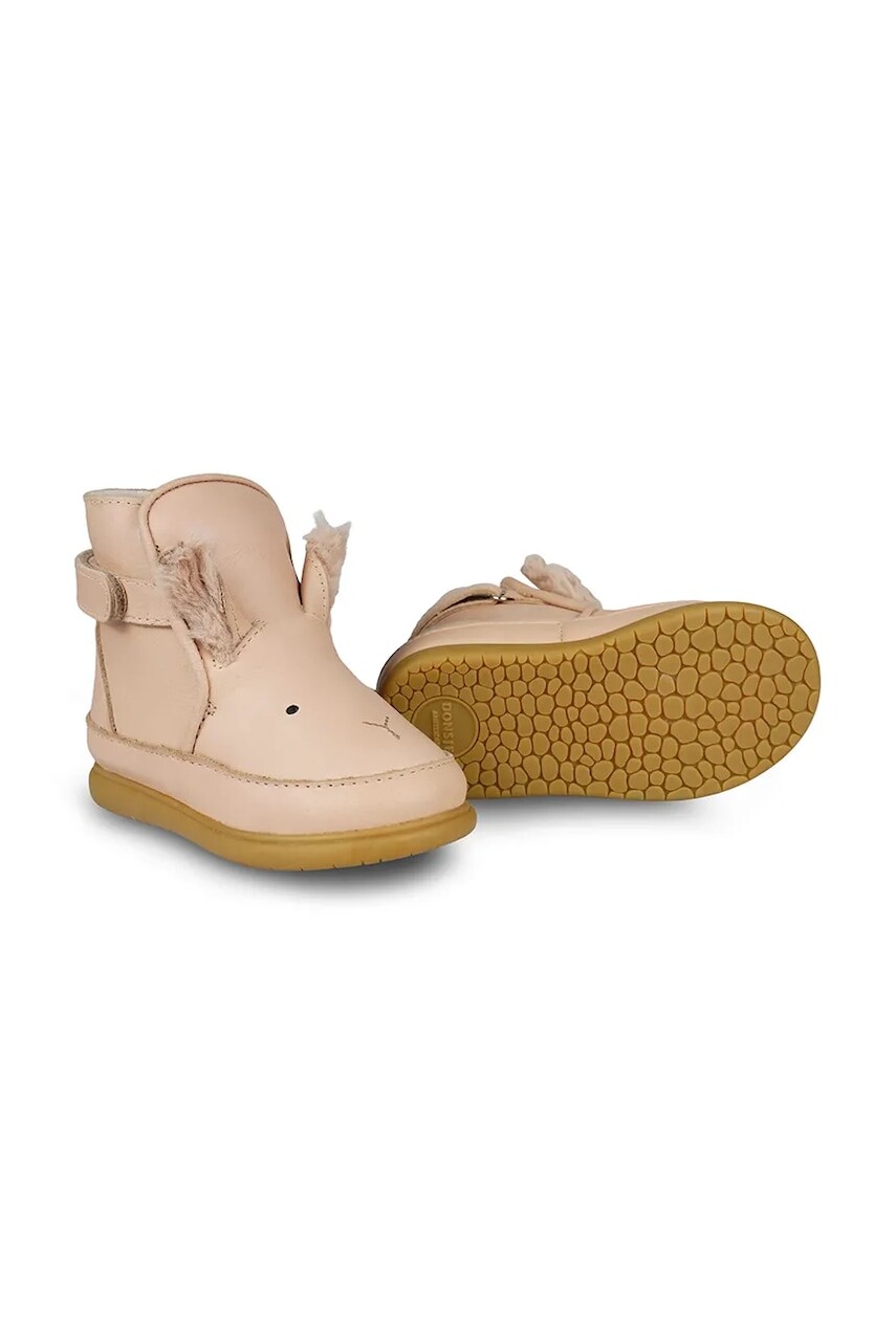 Detské zimné kožené topánky Donsje Dubu Exclusive Shoes Fluffy Bunny oranžová farba, 1500502