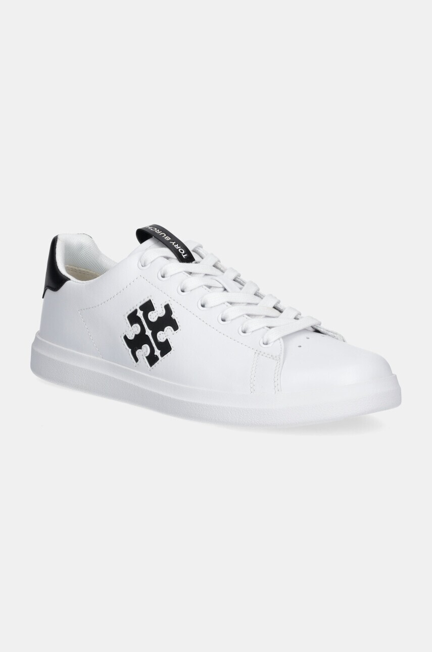 Kožené tenisky Tory Burch Double T Howell Court biela farba, 149728-101