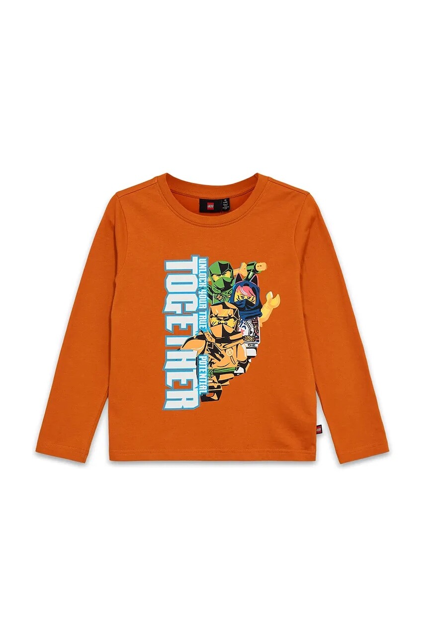 Detská bavlnená košeľa s dlhým rukávom Lego LWTANO 702 oranžová farba, s potlačou, 12011344