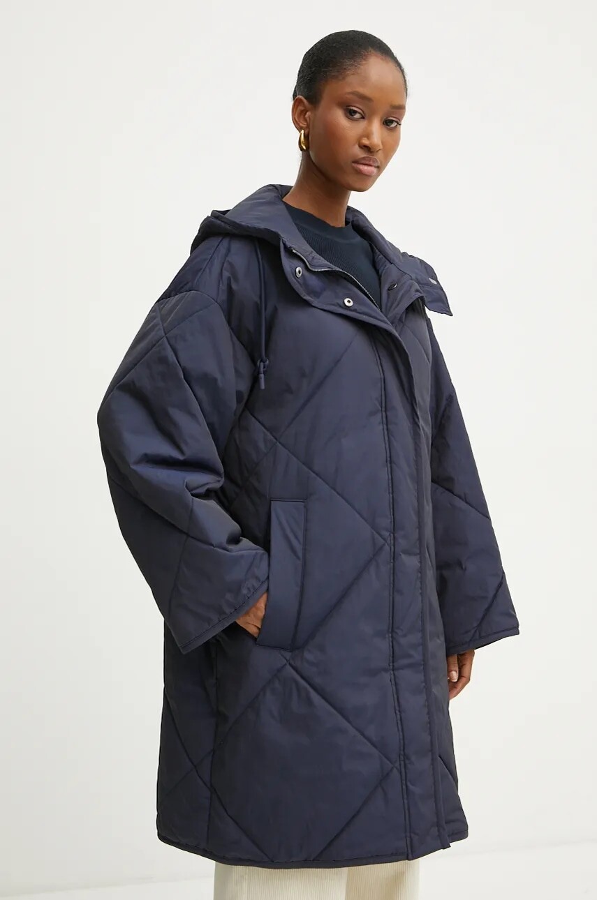 Bunda Weekend Max Mara dámska, tmavomodrá farba, prechodná, oversize, 2425496082600