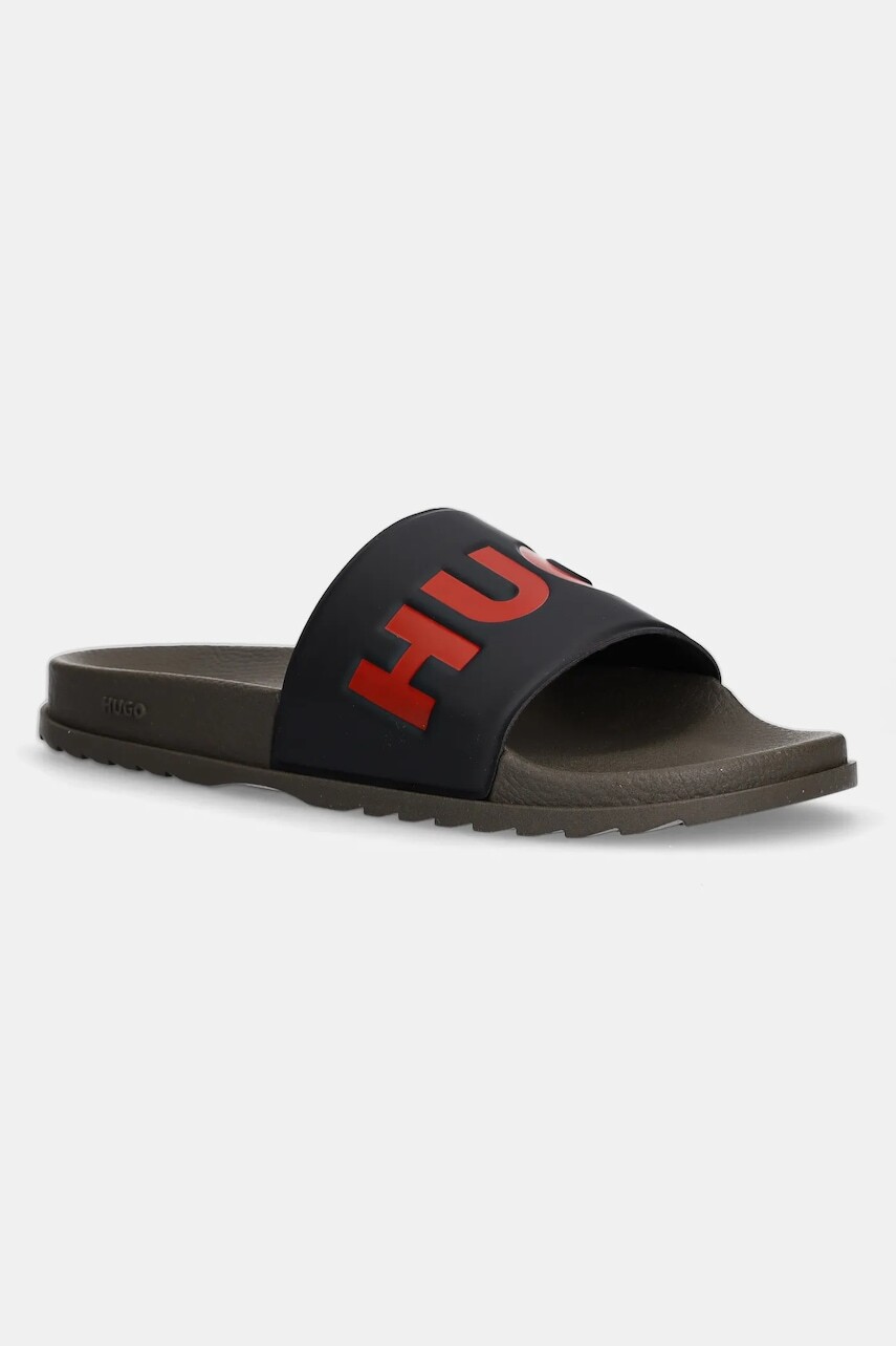 Šľapky HUGO Match pánske, zelená farba, 50498352