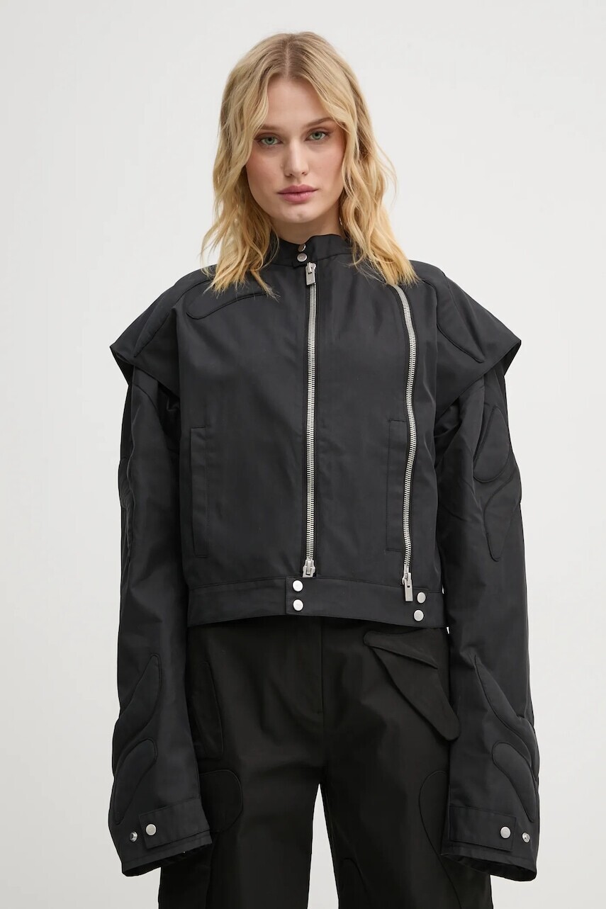 Bunda Heliot Emil dámska, čierna farba, prechodná, oversize, HE.W.02.105.BLK01