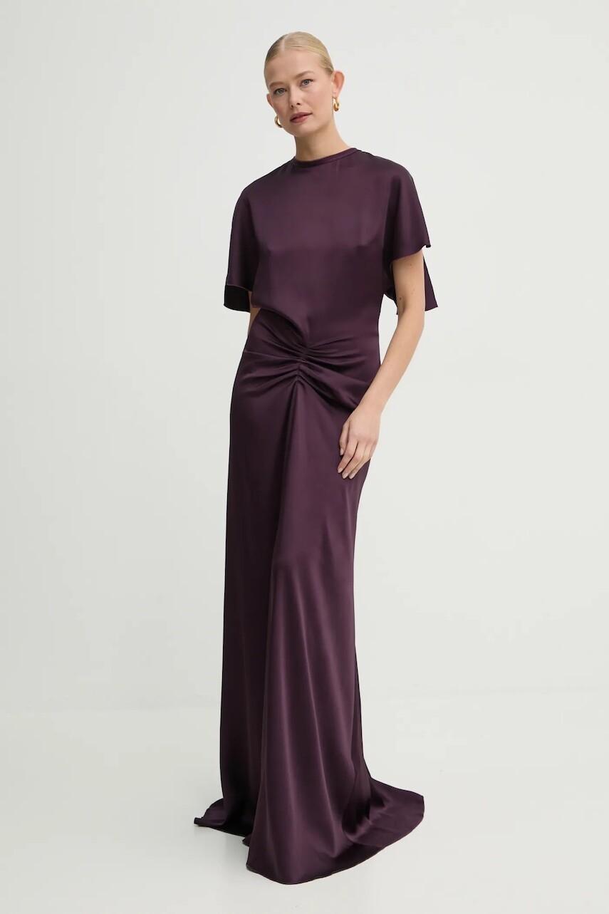 Šaty Victoria Beckham fialová farba, maxi, áčkový strih, 1125WDR005454A