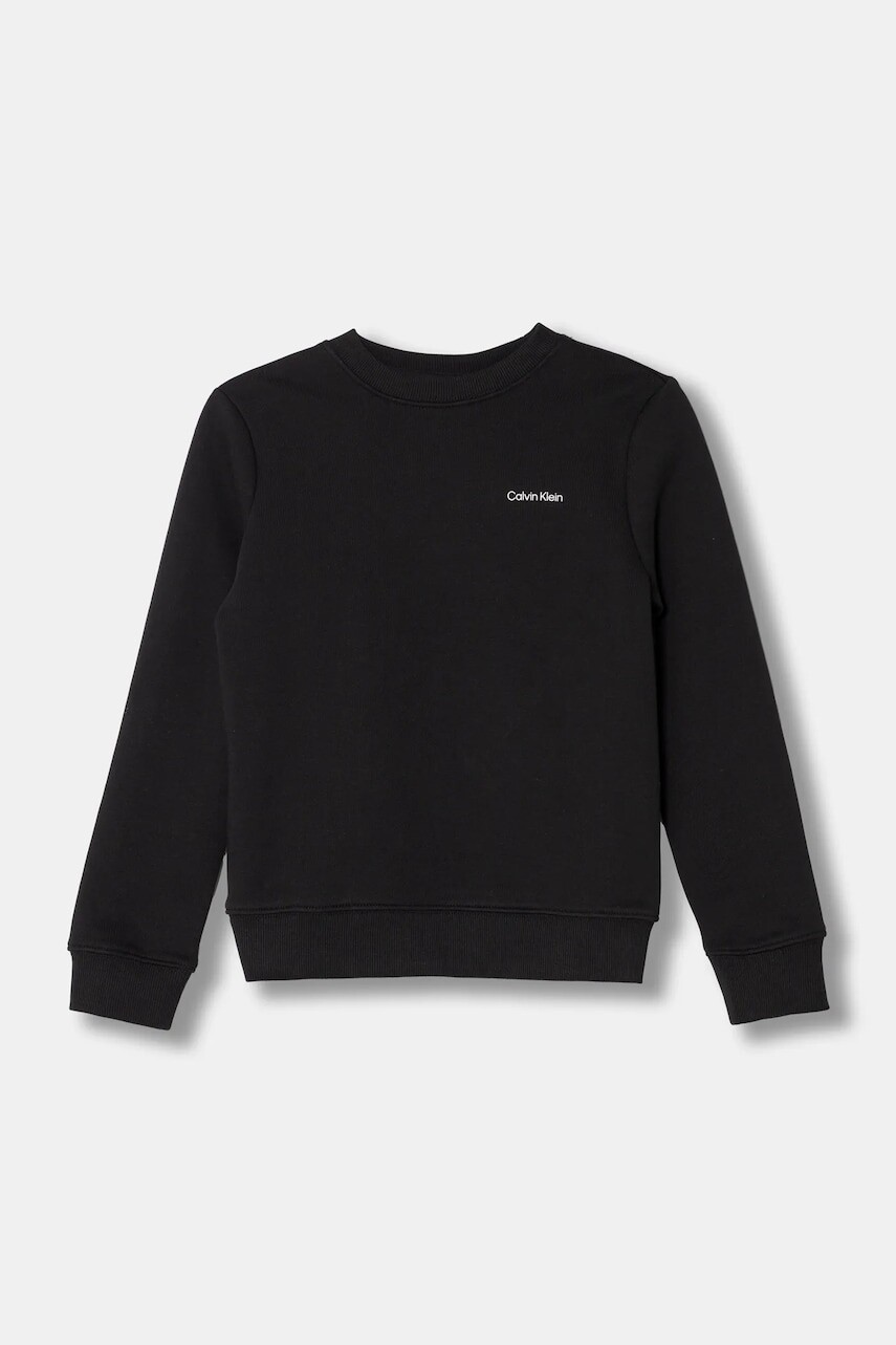 Detská bavlnená mikina Calvin Klein Jeans čierna farba, jednofarebná, IU0IU00686