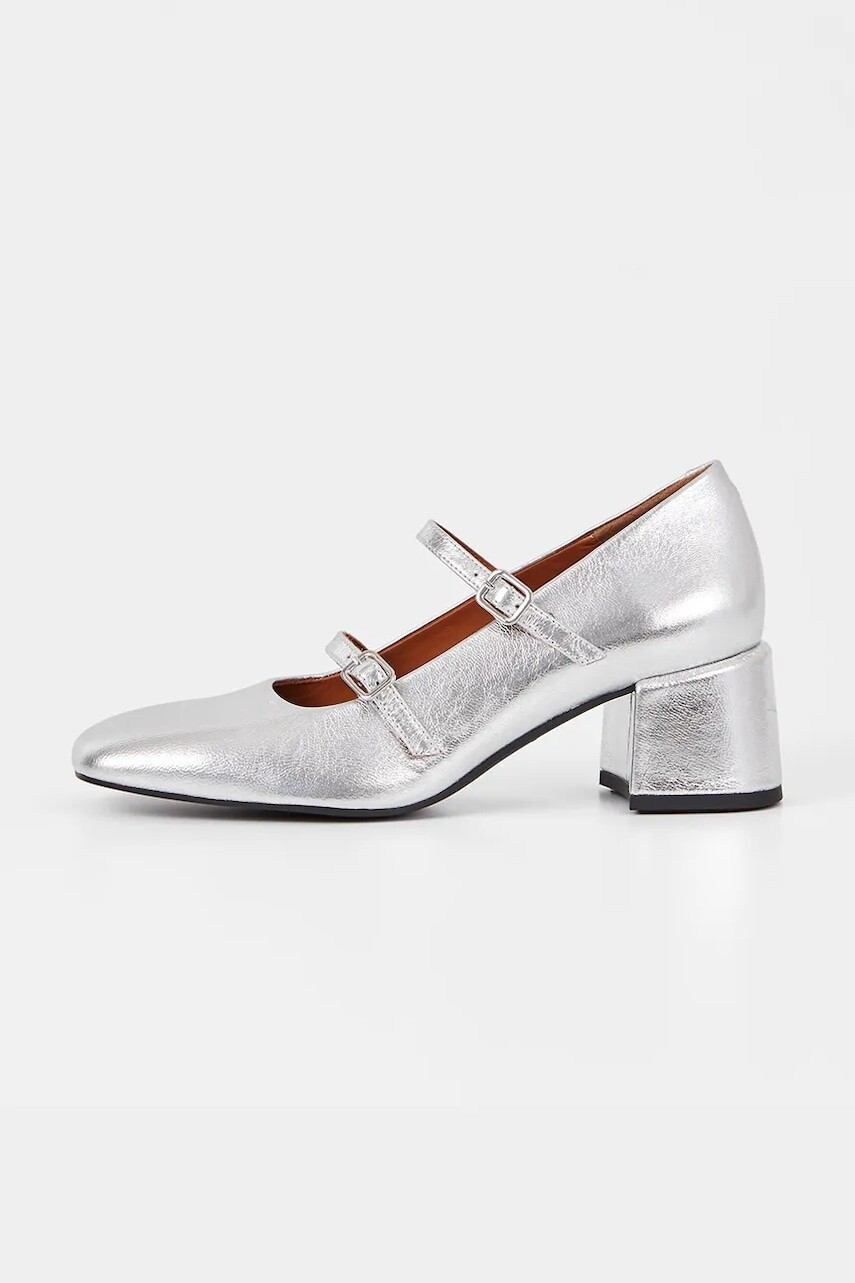 Kožené lodičky Vagabond Shoemakers ADISON strieborná farba, na podpätku, 5739-183-79