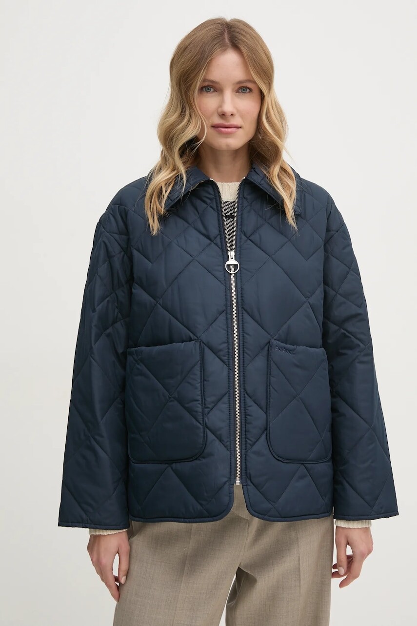 Bunda Barbour dámska, tmavomodrá farba, prechodná, oversize, LQU1799NY51