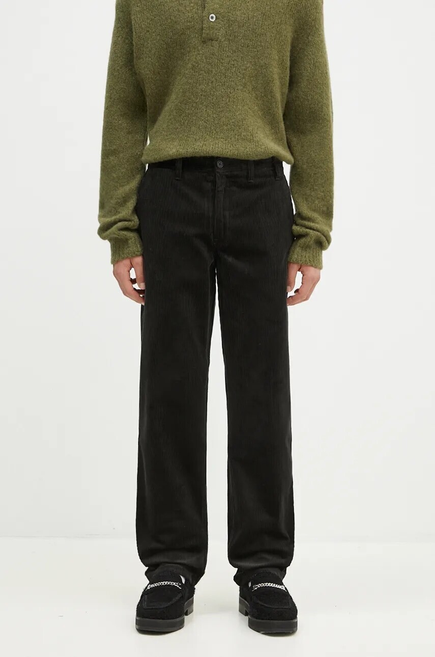 Menčestrové nohavice Norse Projects Aros zelená farba, rovné, N25.0407.8109
