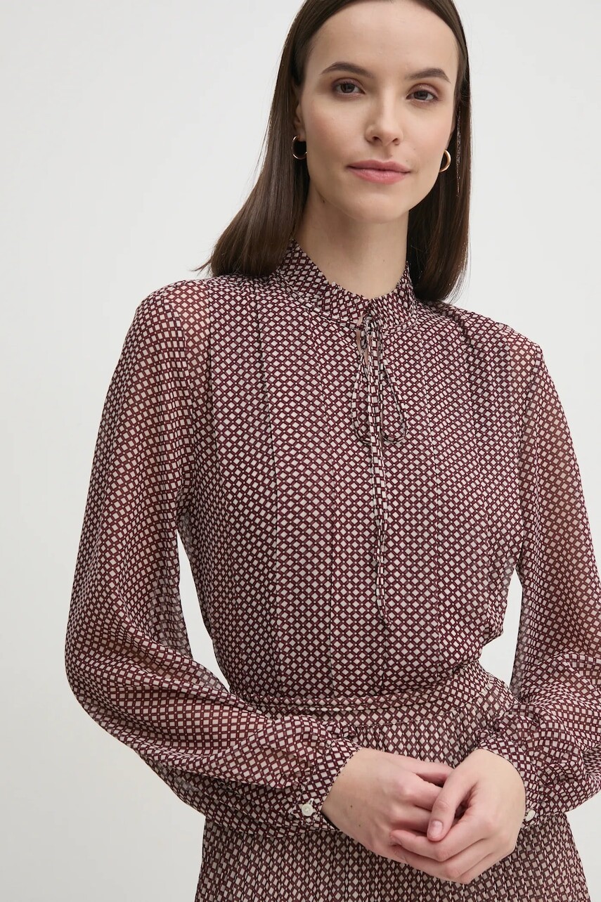 Blúzka Tommy Hilfiger dámska, bordová farba, vzorovaná, WW0WW44047