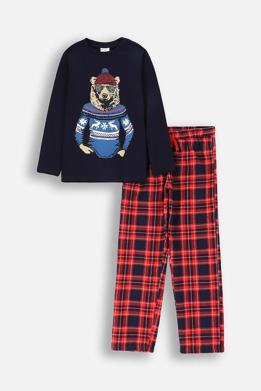 Detské bavlnené pyžamo Coccodrillo tmavomodrá farba, vzorovaná, PYJAMAS