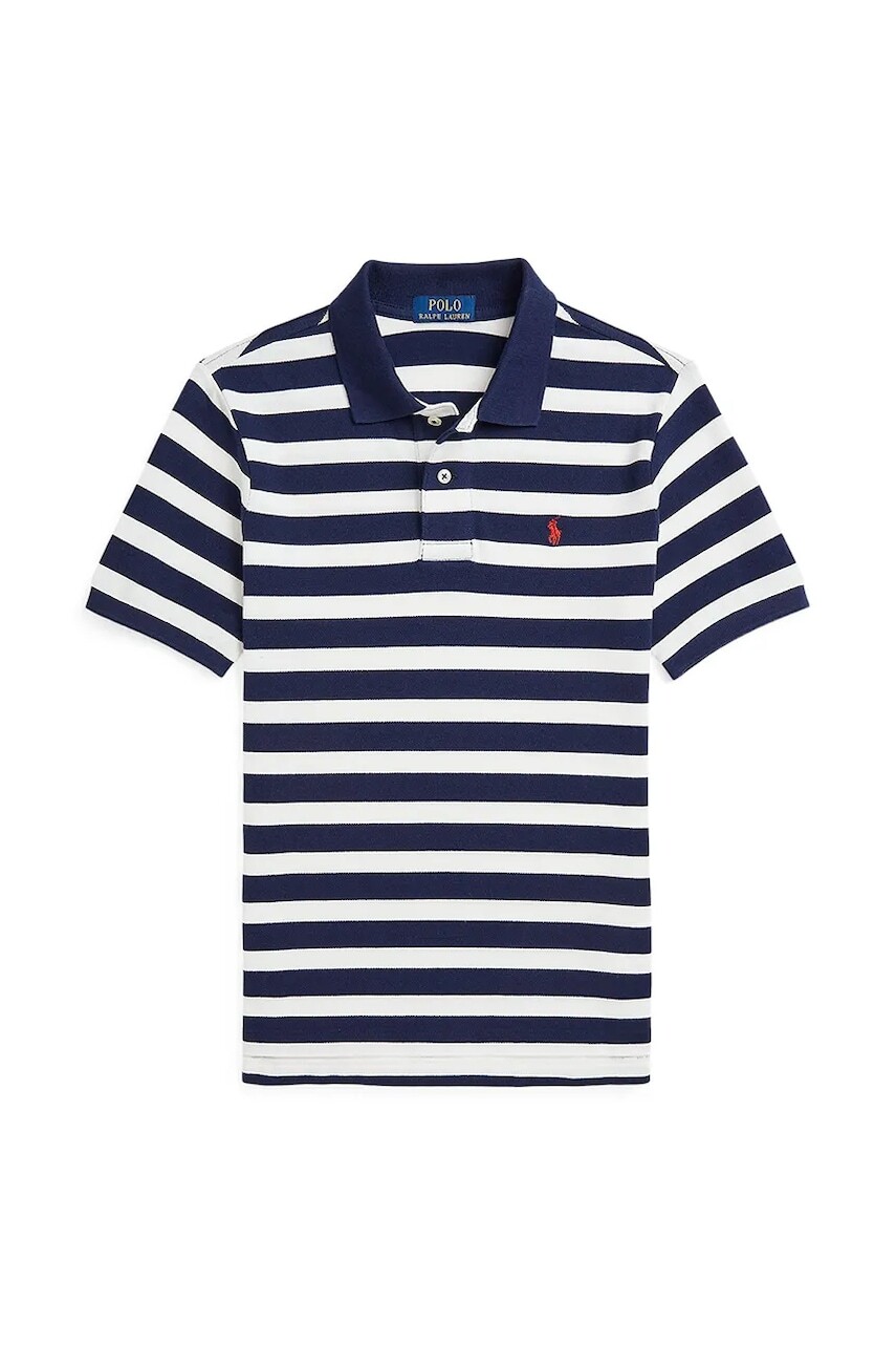 Detská bavlnená polokošeľa Polo Ralph Lauren tmavomodrá farba, vzorovaný, 323958166001
