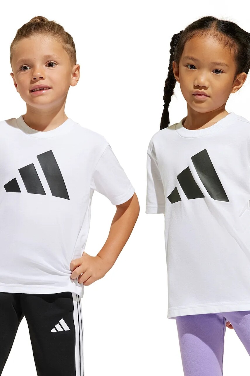 Detské bavlnené tričko adidas biela farba, s potlačou, JC9720