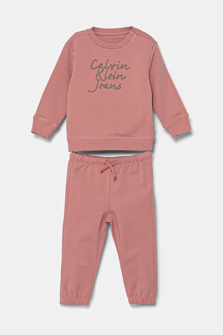 Detská tepláková súprava z bavlny Calvin Klein Jeans ružová farba, IN0IN00288