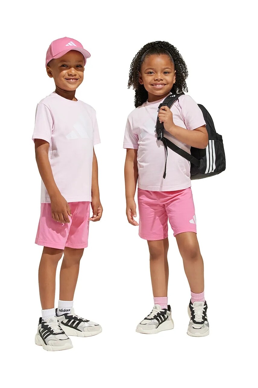 Detská bavlnená súprava adidas fialová farba, JE1378