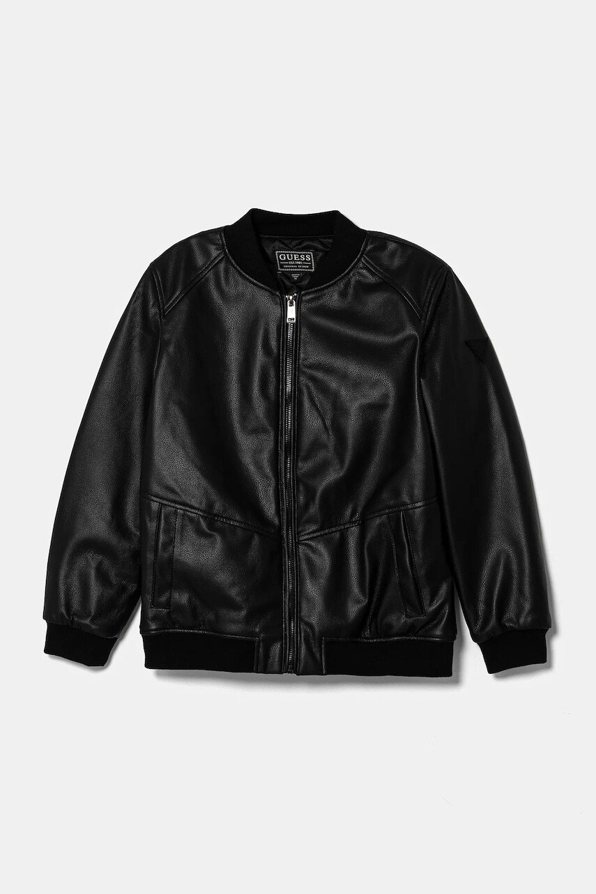 Detská bunda bomber Guess čierna farba, L5RL08 WH2J0