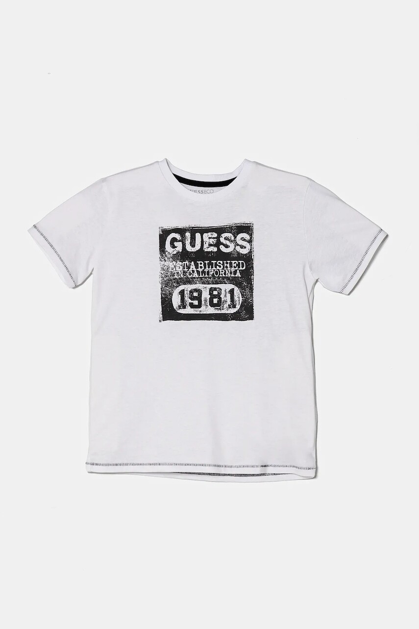 Detské bavlnené tričko Guess biela farba, L5RI22 K8HM4