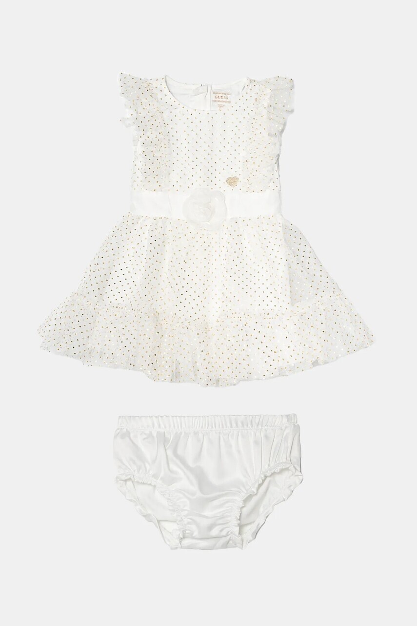 Šaty pre bábätká Guess biela farba, mini, áčkový strih, A5RK11 KCQG0