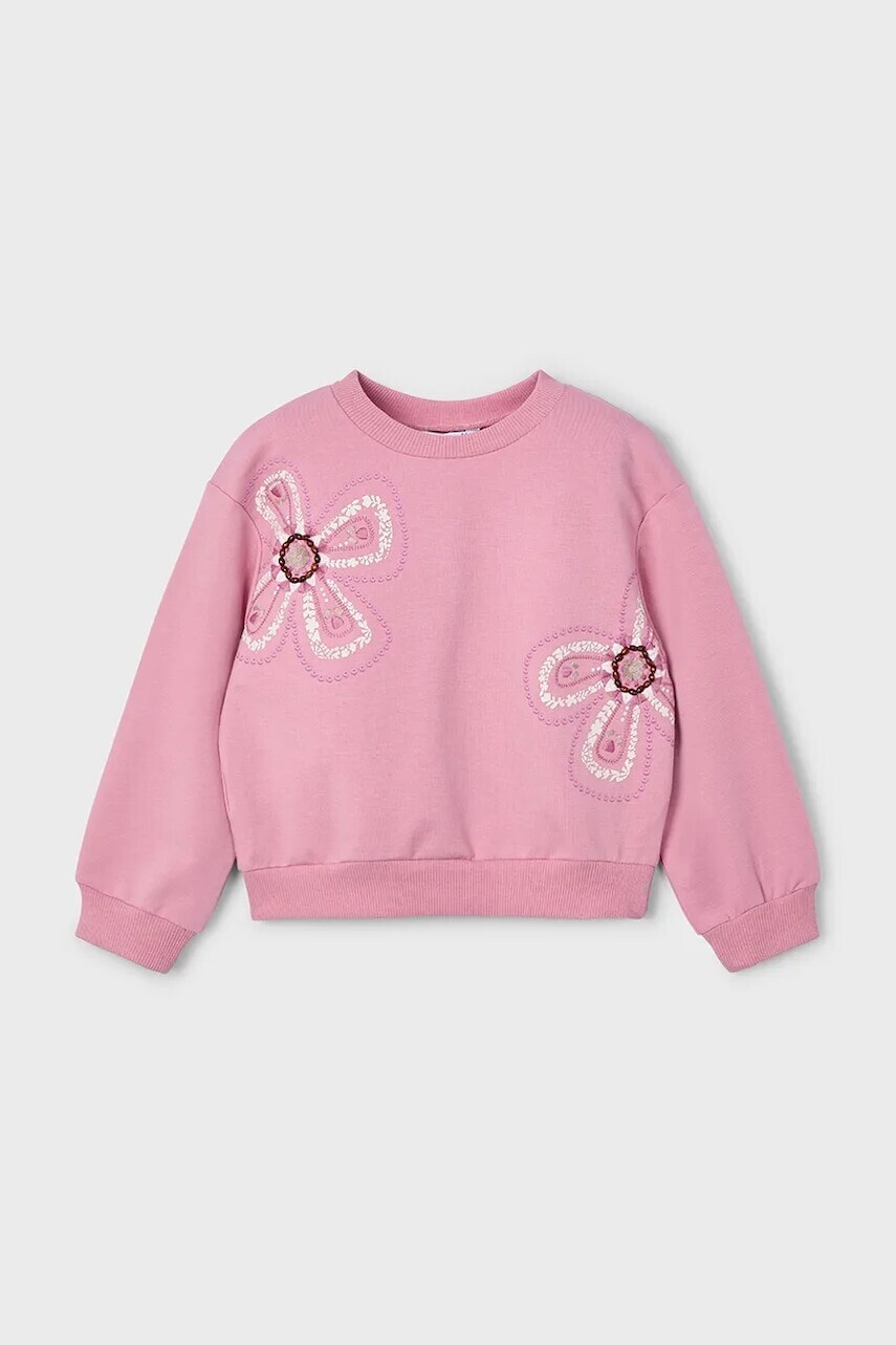Detská mikina Mayoral ružová farba, s potlačou, 3402