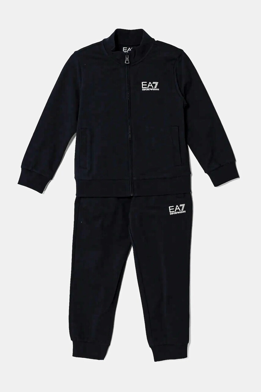 Detská bavlnená tepláková súprava EA7 Emporio Armani tmavomodrá farba, 7B000030 AF10380