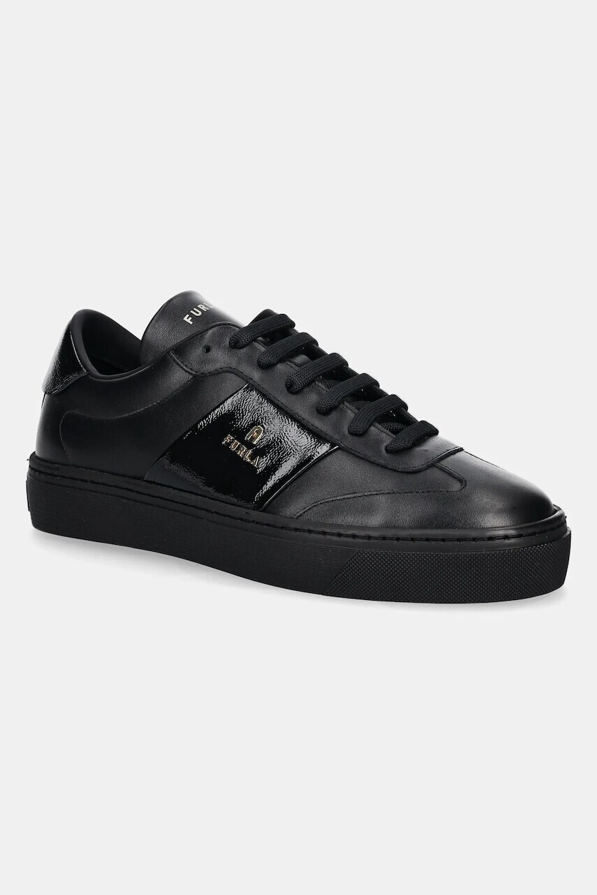 Kožené tenisky Furla Enjoy Lace-Up Sneaker čierna farba, YI79ENJ BX3711 O6000